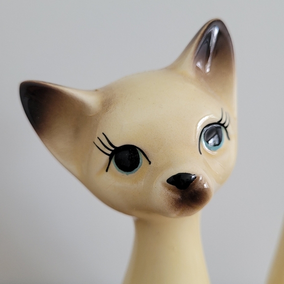 Vintage Ceramic Siamese Cat Figurines Japan Set Of 2 - Picture 3 of 12